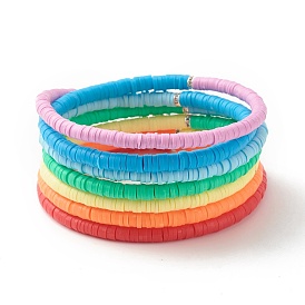 Surfeur heishi en pâte polymère 7-bracelet à boucle, bracelet preppy pour femme