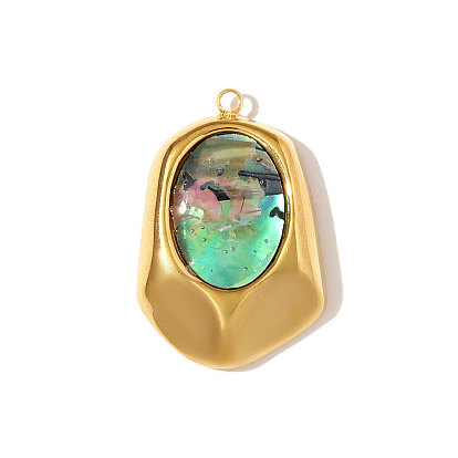 304 подвески из ракушек пауа из нержавеющей стали, ионное покрытие (ip), зеркальная полировка, реальный 18 k позолоченный