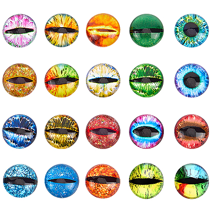 40 шт 20 стили стеклянные кабошоны, полукруглый с дурным глазом, вертикальный зрачок