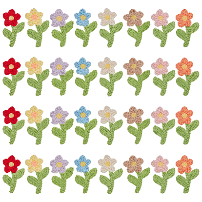32 шт. 8 цвета полиэстеровые заплатки для одежды, цветок