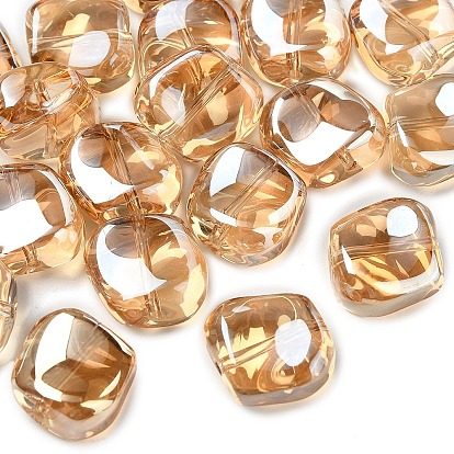 20Pcs Electroplate Glass Beads, Pearl Luster Plated, Square