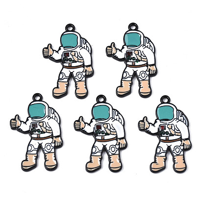 Rack Plating Alloy Enamel Pendants, Cadmium Free & Nickel Free & Lead Free, Spaceman