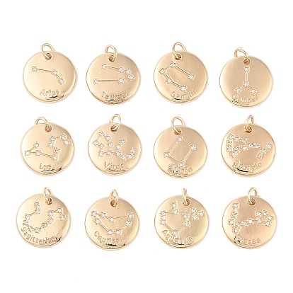 Латунь с подвесками из прозрачного кубического циркония, с прыжковых колец, плоско-круглые