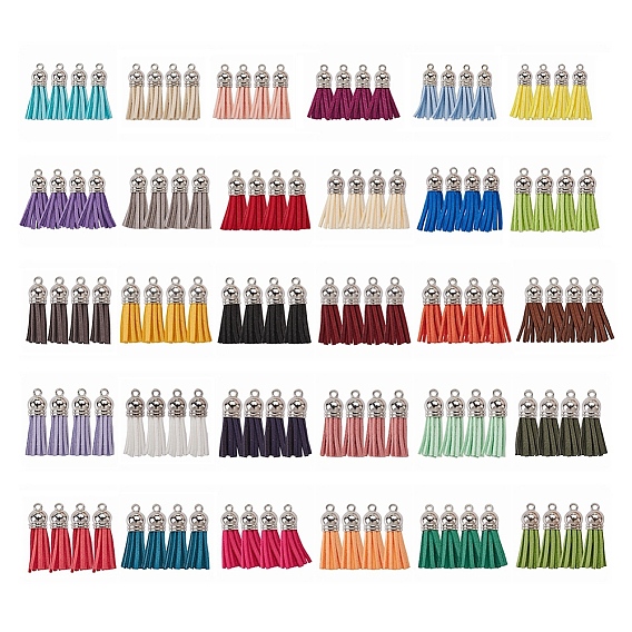 120 шт 30 цвета кулон с кисточками из искусственной замши, с концами пластмассового шнура ccb