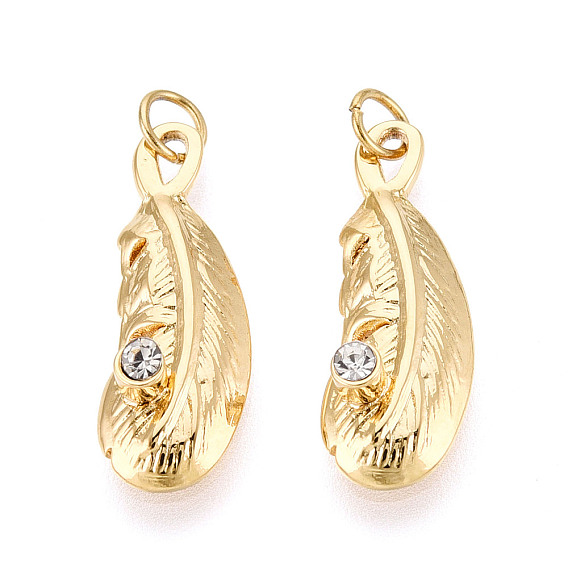 304 подвески из нержавеющей стали с кристаллами и стразами, перо, с целью перехода в кольце, ионное покрытие (ip)