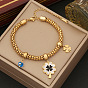 Fashion Flower Necklace with Double Stainless Steel Chain and Elegant Charm Pendant