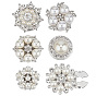 6Pcs Alloy Rhinestone Cufflinks, Flower