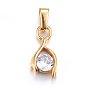 304 Stainless Steel Pendants, with Cubic Zirconia, Drop