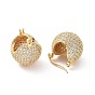 Clear Cubic Zirconia Round Ball Hoop Earrings, Brass Jewelry for Women
