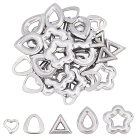 Unicraftale 40Pcs 5 Style 304 Stainless Steel Linking Rings, Pendants Accessories, Mixed Shapes