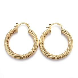 Brass Hoop Earring, Long-Lasting Plated, Twisted Ring Shape