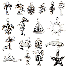 72 шт 18 подвески из сплава в тибетском стиле, кокосовая пальма, пловец и черепаха