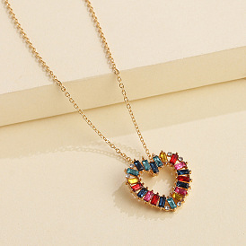 Dazzling Heart-shaped Pendant Necklace with Rhinestones for Women's Sweater