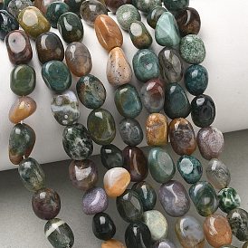 Natural Indian Agate Beads Strands, Tumbled Stone, Nuggets