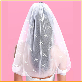 Свадебная фата из полиэстера с бантом, украшения для свадебной вечеринки для женщин, с пластиковой расческой