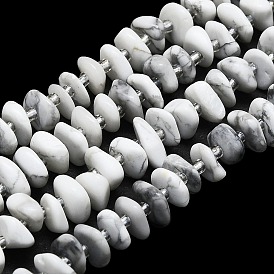 Natural Howlite Beads Strands, with Seed Beads, Flat