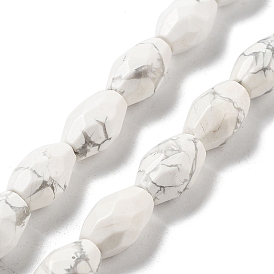 Natural Howlite Beads Strands, Faceted Rice