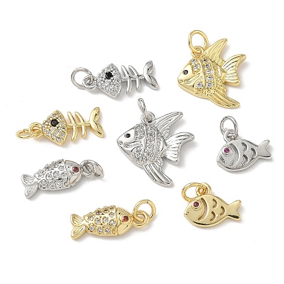 Латунные микро проложить кубического циркония подвески, рыбы прелести, стойки покрытие, без кадмия и без свинца, долговечный, океанские темы, с целью перехода в кольце