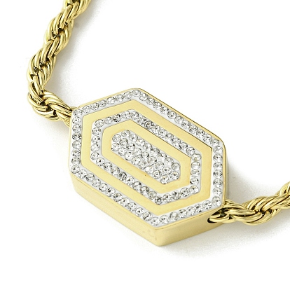 Cubic Zirconia Hexagon Link Bracelet, with 304 Stainless Steel Chains