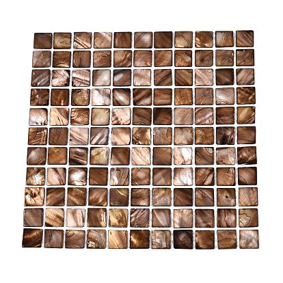 Cabochons en mosaïque de coquillages d'eau douce naturels, carrée, dos plat