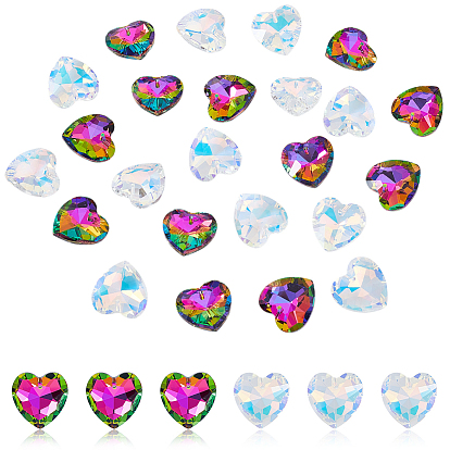24шт 2 цвета подвески из гальванического стекла, сердце, граненые