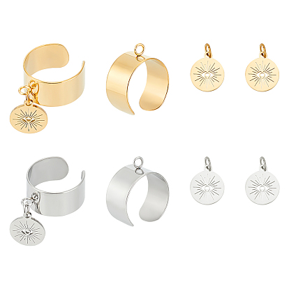 Набор для самостоятельного изготовления кольца-манжеты от сглаза, включая 304 петлевое основание из нержавеющей стали, 201 подвески из нержавеющей стали с перемычкой