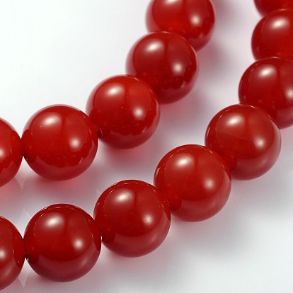 Perles en pierres gemme, cornaline, teint, ronde, firebrick, 10mm, Trou: 1.2mm, Environ 39 pcs/chapelet, 15~16 pouce