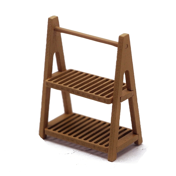 Деревянный двухслойный стеллаж для хранения, микропейзажная мебель, аксессуары для кукольного домика, притворяясь опорными украшениями