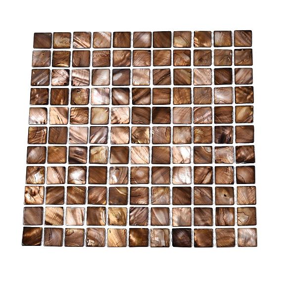 Natural Freshwater Shell Mosaic Tile Cabochons, Square, Flat Back