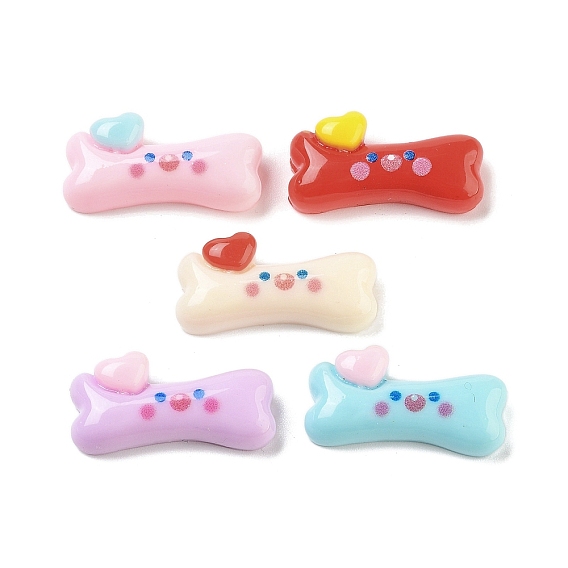 Непрозрачная смола декодирует кабошоны, Мультяшная собачья кость с сердцем