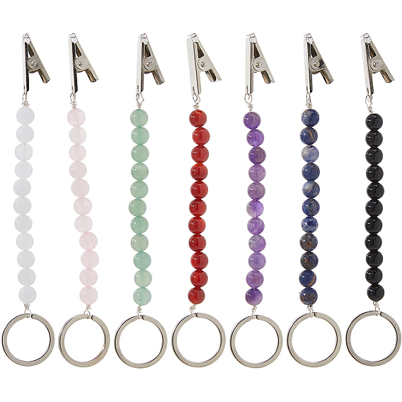 7 шт. круглый зажим для кредитных карт из натуральных и синтетических драгоценных камней, граббер с железным удостоверением личности