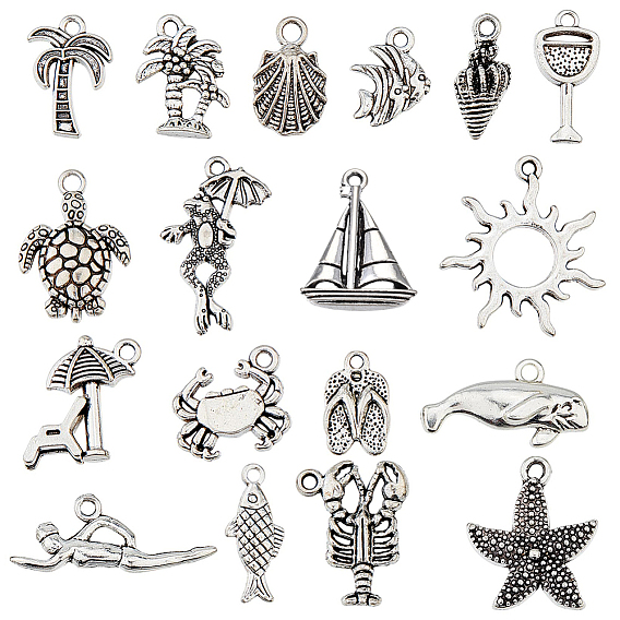 72 шт 18 подвески из сплава в тибетском стиле, кокосовая пальма, пловец и черепаха