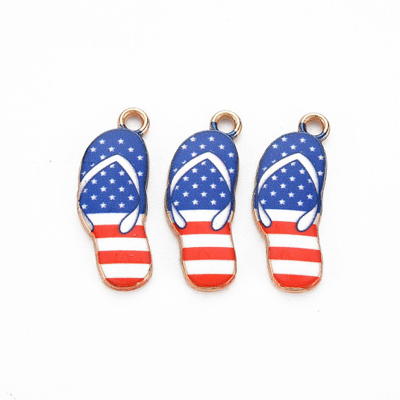 Rack Plating Alloy Enamel Pendants, Light Gold, Cadmium Free & Nickel Free & Lead Free, Shoes