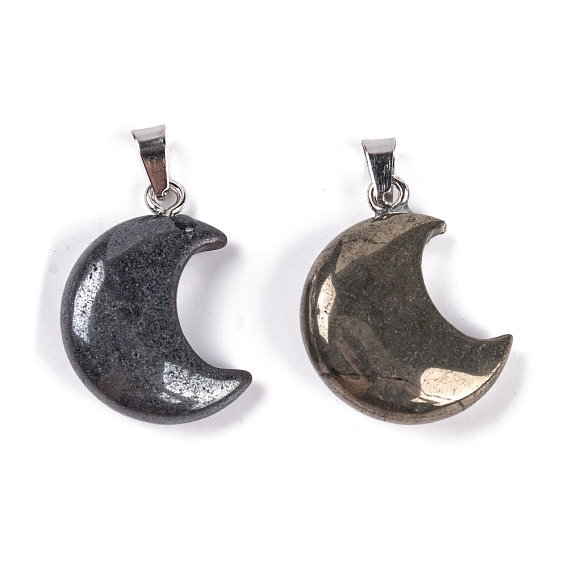 Природных драгоценных камней подвески, подвески в виде луны 201 с защелками из нержавеющей стали, цвет нержавеющей стали