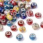 Rondelle Lampwork большого отверстия европейские шарики, с латунными сердечниками с серебряным покрытием, 13~14x10~11 мм, отверстие : 5 мм