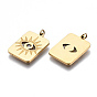 304 Stainless Steel Pendants, with Jump Rings and Rhinestone, Rectangle with Eye