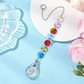 Восьмиугольные бусины из радужного стекла и подвесные ловцы солнца в форме капли, красочное призматическое украшение для окна, декор для дома и сада.