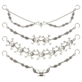 8 шт. 4 стили в готическом стиле, железные витые цепи с черепом и ремнем для ботинок для Хэллоуина, с подвесками из цинкового сплава в тибетском стиле