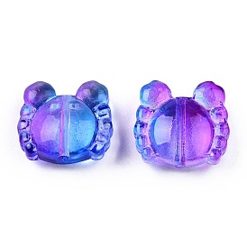 Transparent Spray Painted Glass Beads, Two Tone, Crab