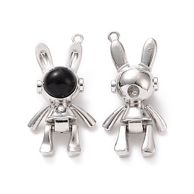Alloy Pendants, Rabbit Charms with Black Resin