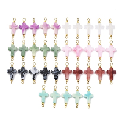 35 шт. 7 цвета двухцветные крестообразные акриловые соединительные подвески, с 304 фурнитурой из нержавеющей стали, разноцветные