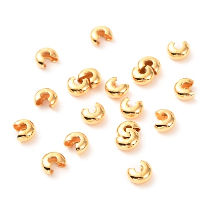 Brass Crimp Beads Covers, Long-Lasting Plated