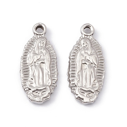 Pendentifs en acier inoxydable, ovale avec la Vierge Marie