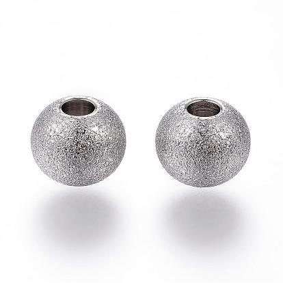 Ion Plating(IP) 201 Stainless Steel Textured Beads, Round