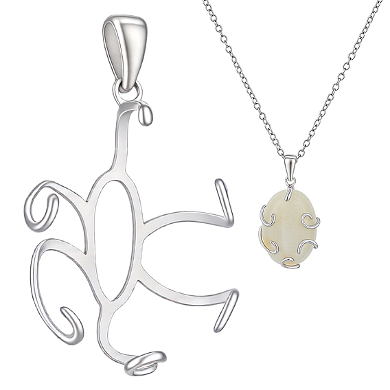 1Pc 925 Sterling Silver Pendant Cabochon Settings, Nuggets Charms, with 1Pc Suede Fabric Square Silver Polishing Cloth
