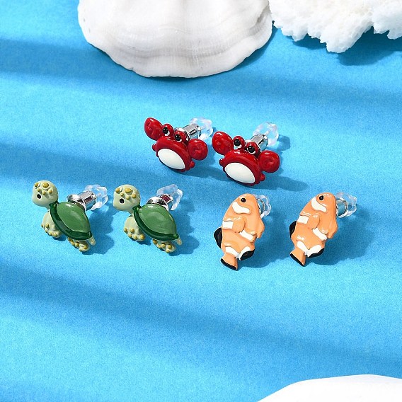 Серьги-гвоздики из латуни, платина