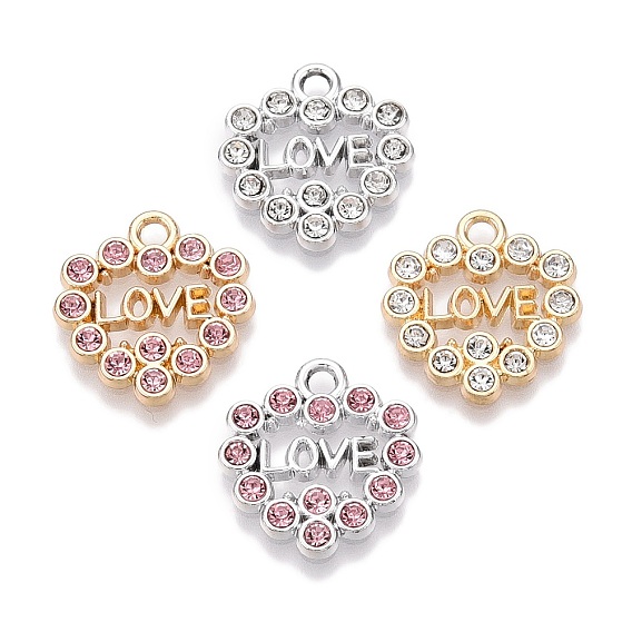Стойки подвески обшивки сплава, со стразами, сердце со словом "love"