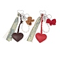 2 шт. подвесные украшения из вязаных вручную нитей и искусственной кожи, с железными разъемными кольцами для ключей и алюминиевыми карабинами с замком, сердце и лук