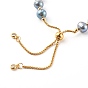 Potato Natural Pearl Slide Bracelets, Bolo Bracelets, with 304 Stainless Steel Box Chains, Golden