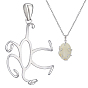 1Pc 925 Sterling Silver Pendant Cabochon Settings, Nuggets Charms, with 1Pc Suede Fabric Square Silver Polishing Cloth